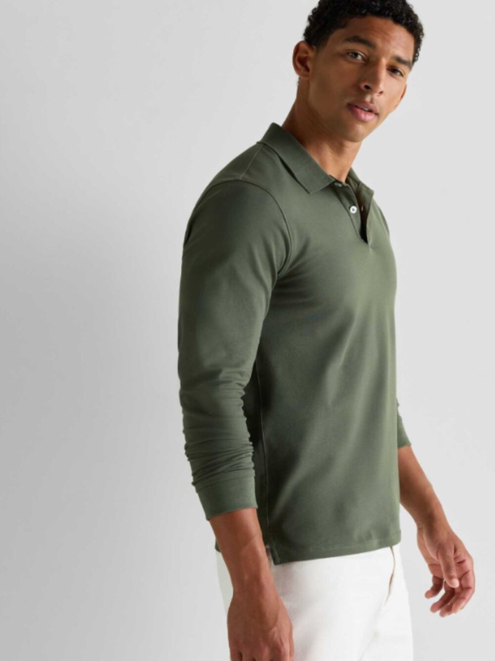 Quince Men's Organic Cotton Long Sleeve Pique Polo Loden Green Preppy Career XL
